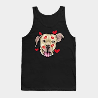 Cute Pitbull Dog Hearts Funny Valentine's Day Design Tank Top